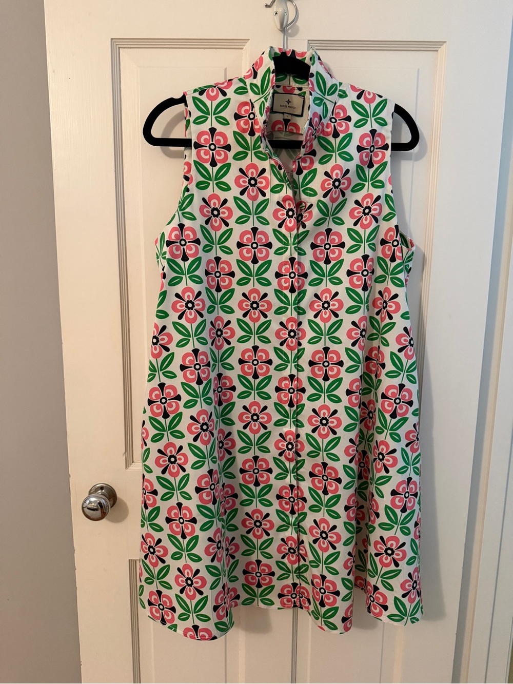 Pink & Green Floral Sleeveless Dress